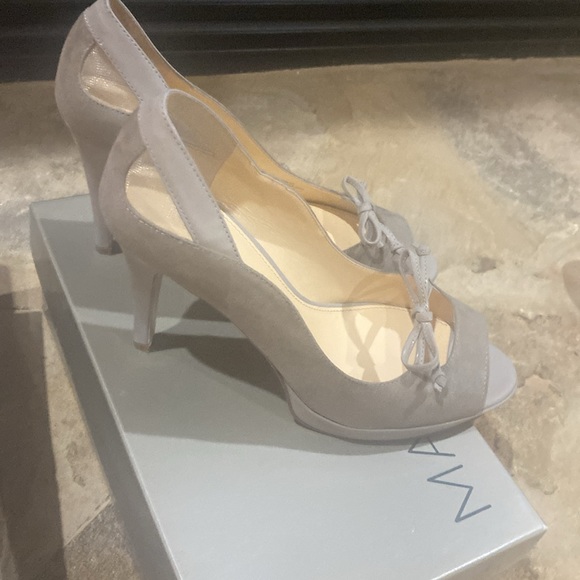 Mark Fisher grey textile suede platform peep toe shoes size 8.. - Picture 2 of 4